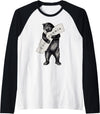 Retro Vintage California Flag Bear Shirt Bear Hug I Love California Shirt Art-Retro Vintage Cali Bear Raglan Baseball Tee - Black/White