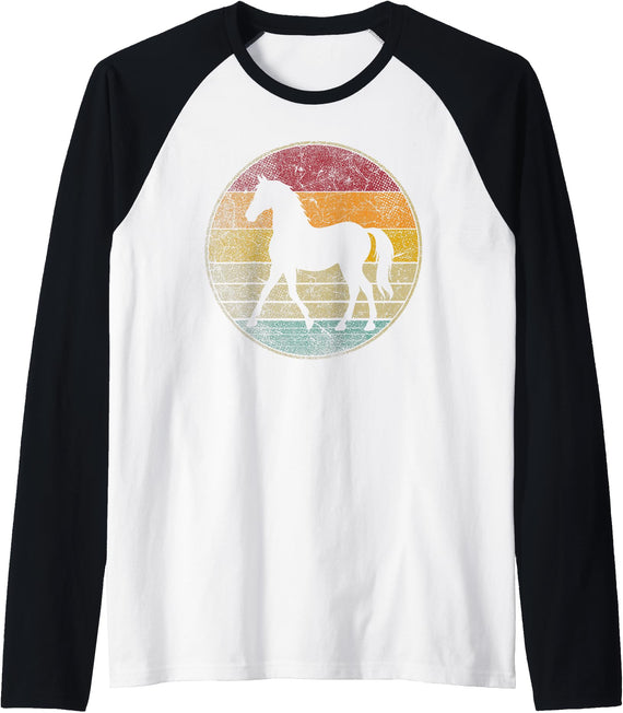 Horse - Vintage Love Women Kids Men - Cool Horse - Vintage Love Women Kids Men Funny Retro Raglan Baseball Tee - Black/White