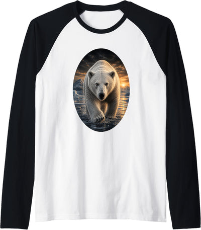 Polar Bear Arctic Wildlife Sunset Nature Polar Bear Lover Raglan Baseball Tee