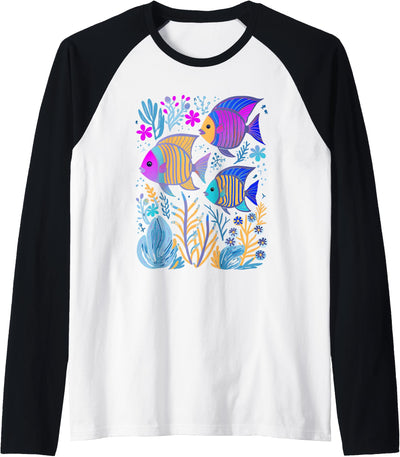 Fish Life Oceanography Tropical Snorkeling Island Sea Diving Raglan Baseball Tee