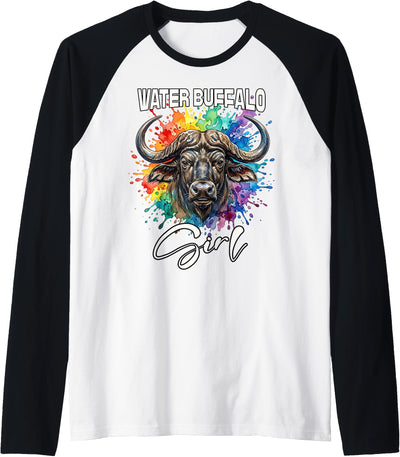 Cow Water Buffalo Women Water Buffaloes Girl Raglan Baseball T-Shirt