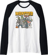 Monster Mash Vintage Ghost Halloween Funny Raglan Baseball Tee - Black/White