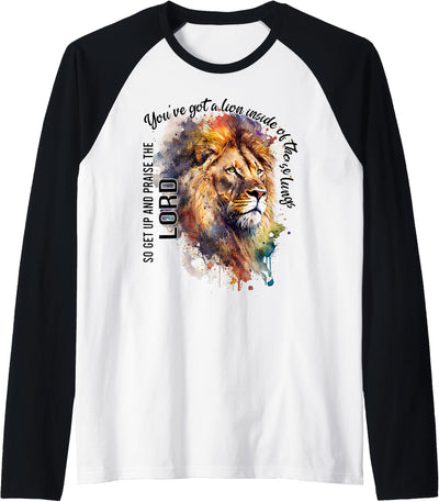 You've Got A Lion Inside Of Those Lungs, Christian Religious Raglan Baseball Tee
