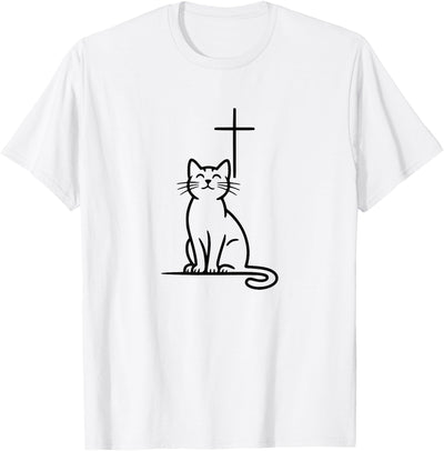 Christian Faith-Based Cat Lovers Pet Cats Love Jesus Be Happy Cross T-Shirt