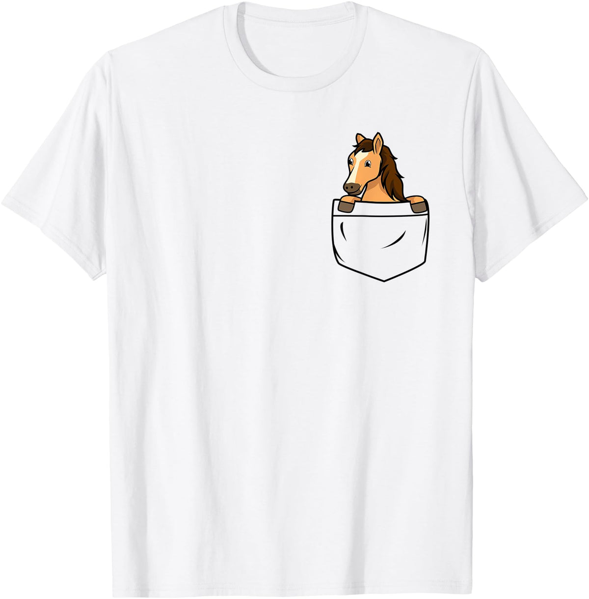 Funny Horse Gifts Horse In The Pocket Funny Pocket Horse Cartoon Design Animal T-Shirt - White