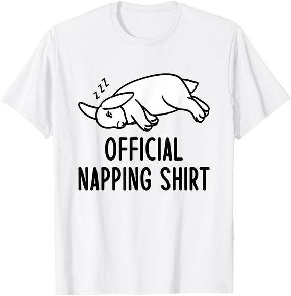 Sleeping Rabbit Pyjamas Bunny Lover Official Napping T-Shirt in White