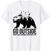 Mountain Calling Hiking T Shirts & Hiking Shirts Go Outside Worst Case Scenario a Bear Kills You Shirt - White