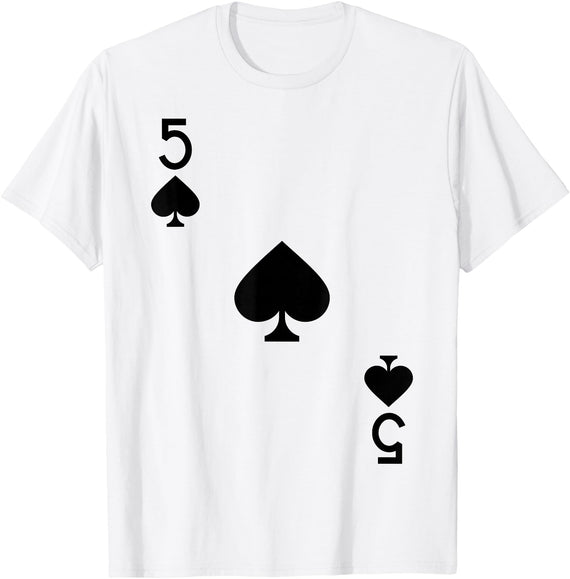 Playing Cards Costumes Five of Spades Costume T-Shirt Halloween Deck of Cards T-Shirt - White