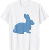 Cute Blue Rabbit Lover Bunny Graphic T-Shirt in White