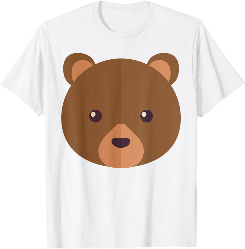 Fun And Cute Animal T-Shirts Bear Face Costume Shirt Funny And Cute Animal Tee T-Shirt - White