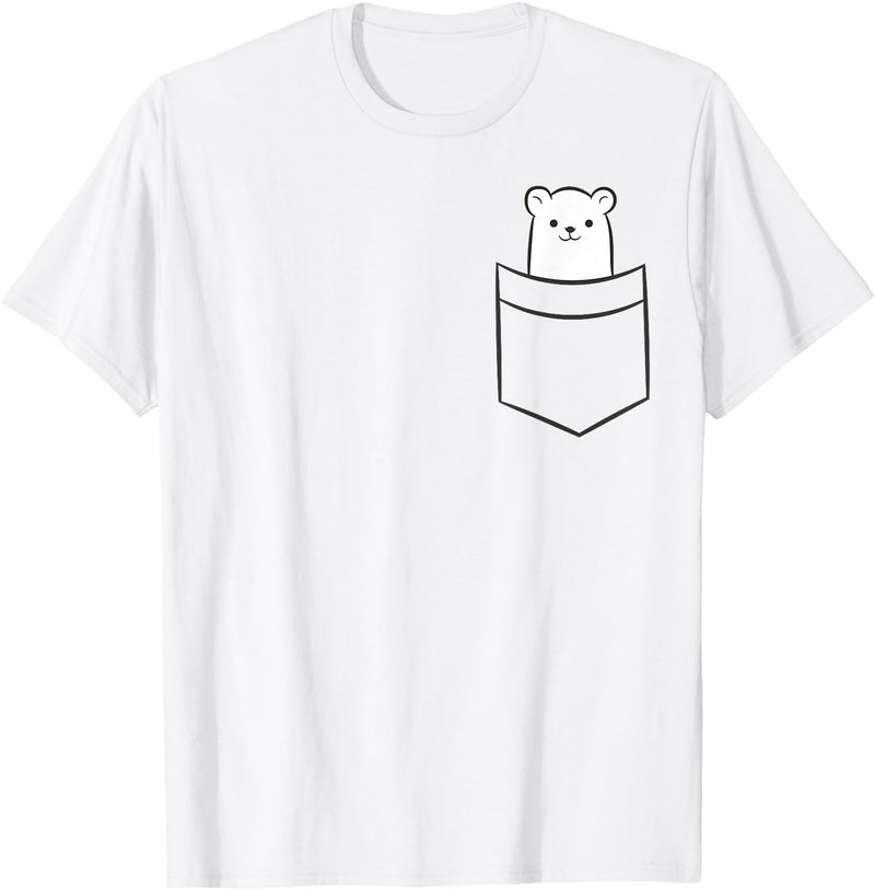Arctic Polar Bear Tees And Gifts Polar Bear In The Pocket Funny Pocket Polar Bear T-Shirt - White