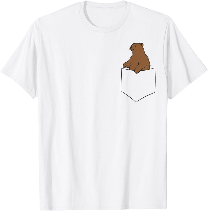 Cute Bear Lover Gifts Grizzly Bear Fake Bag T-Shirt - White