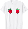 Fruit Boobs Co Strawberry Fruit Boobs Funny Summer Food T-Shirt - White