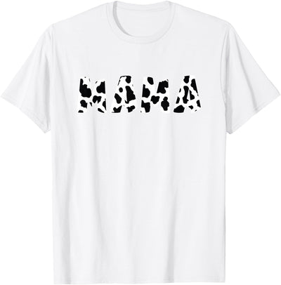 Family Members and More Mama Cow Print Cow Pattern Mother's Funny T-Shirt
