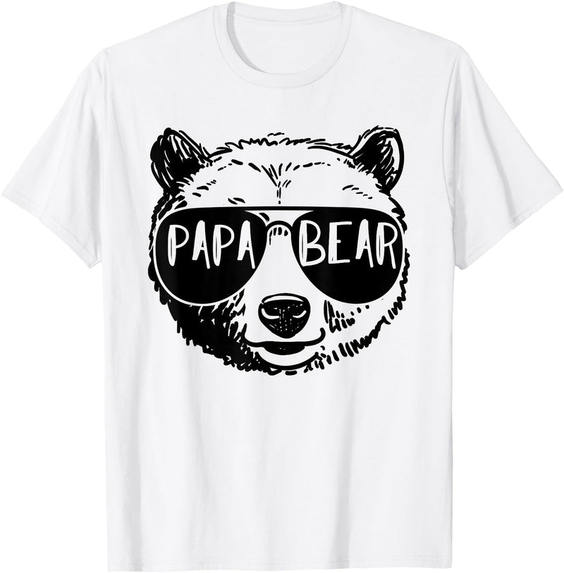 Funny Bear Face Shirt Family Matching Gifts Mens Papa Bear Face Sunglasses Grandpa Granddad Father's Day T-Shirt - White