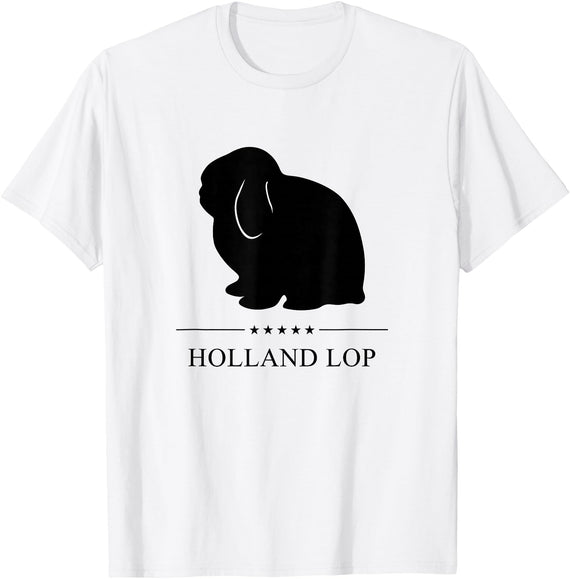 Holland Lop Rabbit Black Silhouette T-Shirt in White