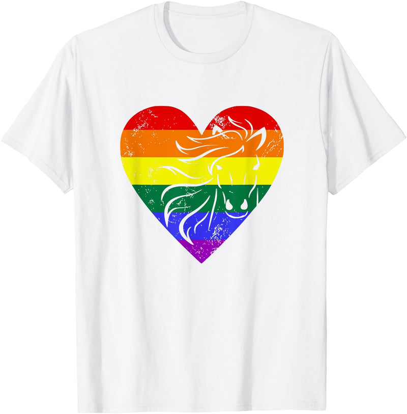 LGBTQ Horse Lover Gifts Gay Pride Horse Lover Horseriding LGBTQ Equality T-Shirt - White