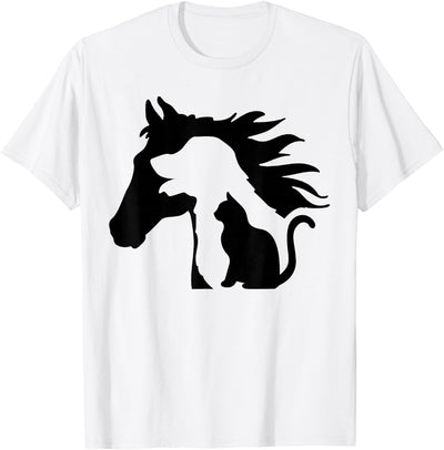 Horse Dog Cat Silhouette Apparel Horse Dog Cat Silhouette Animal Lover for Farmer T-Shirt