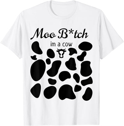 Moo I'm a Cow Print Parody Costume Funny Not Spooky T-Shirt
