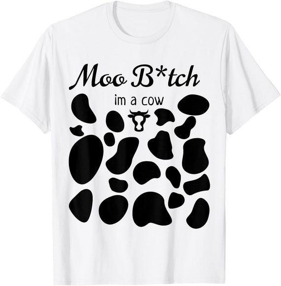 OscursBest Moo I'm a Cow Print Parody Costume Funny Graphic Not Spooky T-Shirt - White