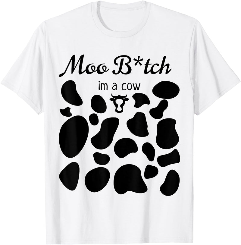 OscursBest Moo I'm a Cow Print Parody Costume Funny Graphic Not Spooky T-Shirt - White
