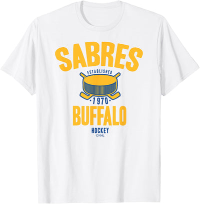 Cow Buffalo Sabres Hockey Puck White Officially T-Shirt