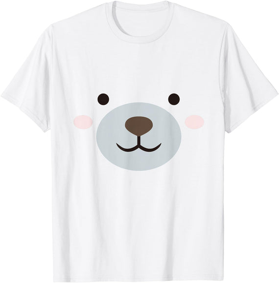 Stylish Lazy Halloween Costumes Polar Bear Face Halloween Costume Kids Toddler Baby 5T 4T T-Shirt - White