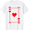 Playing Card Costume Tees - 2 Hearts Card - Two Card T-Shirt - White