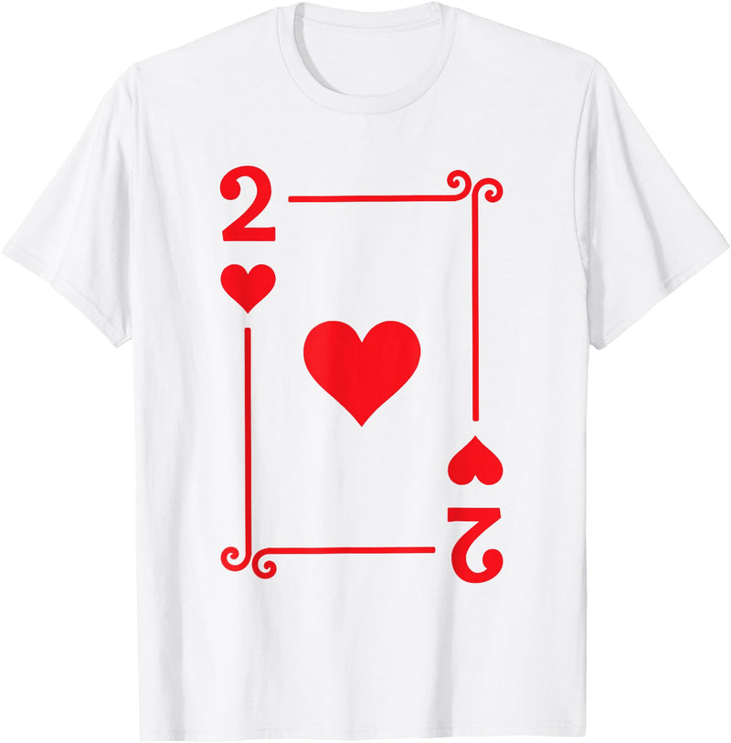 Playing Card Costume Tees - 2 Hearts Card - Two Card T-Shirt - White