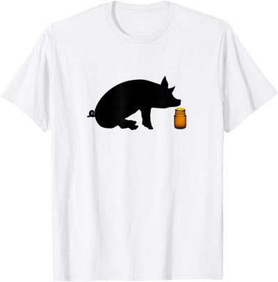 Pig Silhouette and Amber Bottle T-Shirt