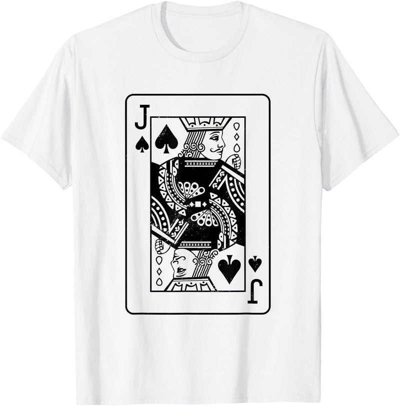 Playing Cards Costumes Apparel Jack of the Spades Costume Apparel Halloween Deck of Cards T-Shirt - White