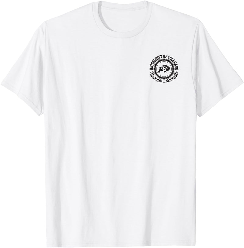 Elite Authentics Colorado Buffaloes Left Chest Crest Officially Licensed T-Shirt - White