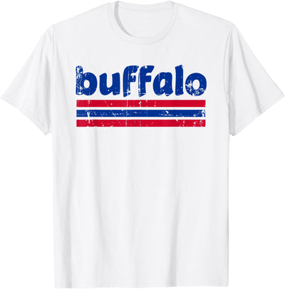 Cow Buffalo New York Three Stripe Vintage Weathered T-Shirt