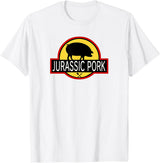 Pork lover Porky Pig sow gift idea Jurassic Pork - Ultra Funny Parody - Eat Meat - Pig Pork T-Shirt - White