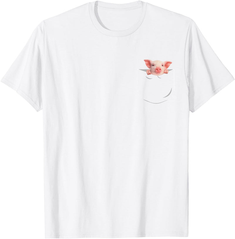 Pocket Pig Funny Pig In Pocket Gift T-Shirt - Unisex-Adults - Black - Small - Short Sleeve - Cotton 100% - Novelty T-Shirt - White