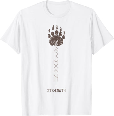 Viking Rune Strength Bear Paw Norse Symbol Minimal T-Shirt
