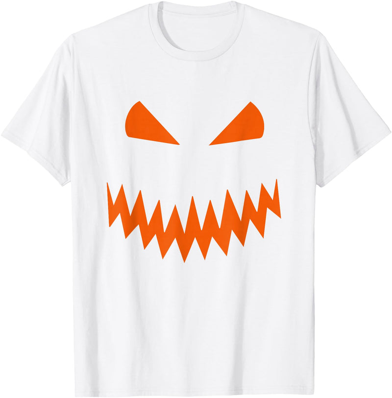 Halloween Designs. Pumpkin Jack O Lantern Scary Face Halloween Costume Graphic T-Shirt - White