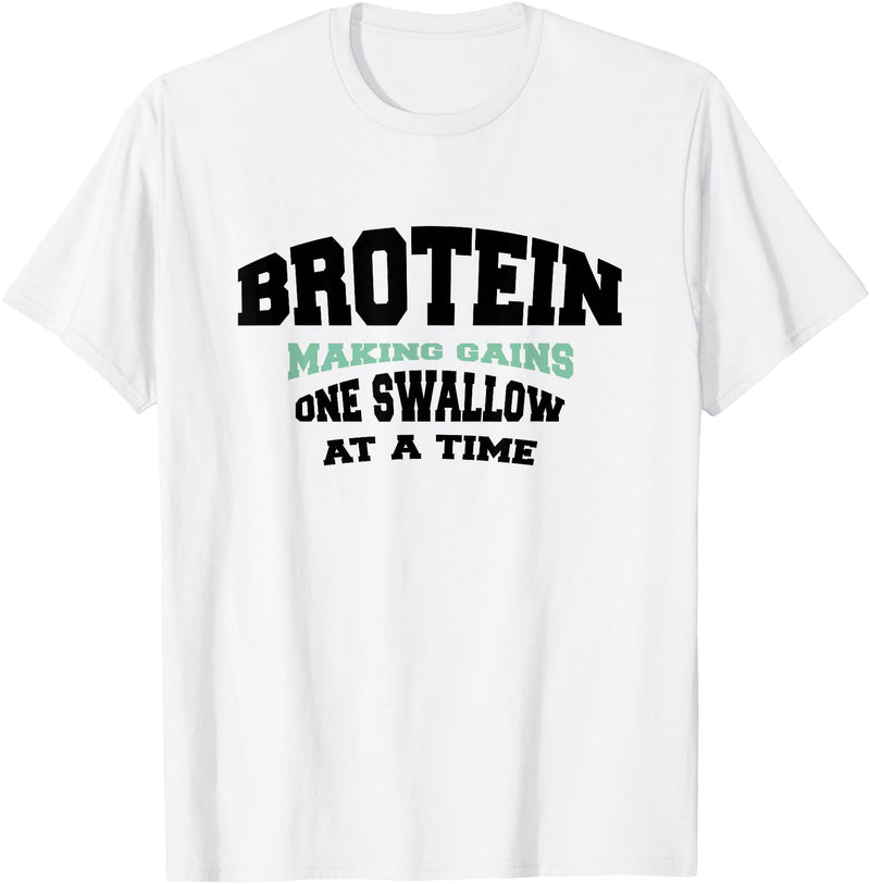 Queer & Gay Body Builder Daddy Bear Muscle Jock Funny Gay Muscle Gym Bro - Protein Shake Brotein T-Shirt - White