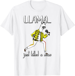 Llama Shirts For The Whole Family Co. Llama Just Killed A Man, Funny Singing llama Parody Gift T-Shirt - White