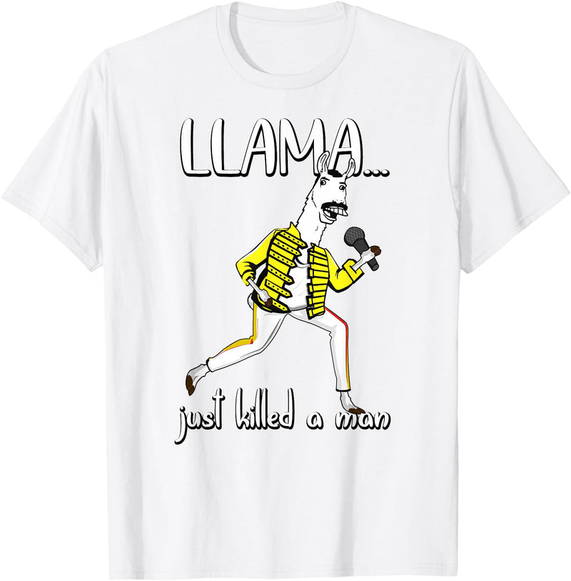 Llama Shirts For The Whole Family Co. Llama Just Killed A Man, Funny Singing llama Parody Gift T-Shirt - White