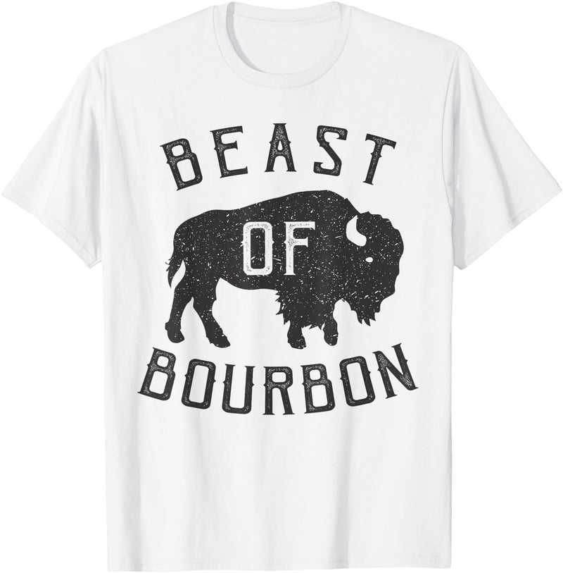 Drinking Fun designs - Big Ray Designs Beast of Bourbon Drinking Whiskey Design Bison Buffalo Party T-Shirt - White