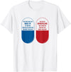 Blue Pill Red Pill Wonderland Rabbit Hole T-Shirt in White
