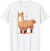 Kawaii Valentine Llama And Cat Design Cute Llama And Cat T-Shirt - White