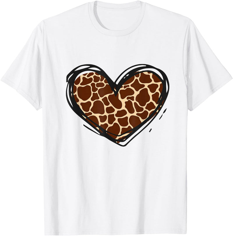 Giraffe Print Apparel Giraffe Heart Giraffe Print Clothes T-Shirt - White