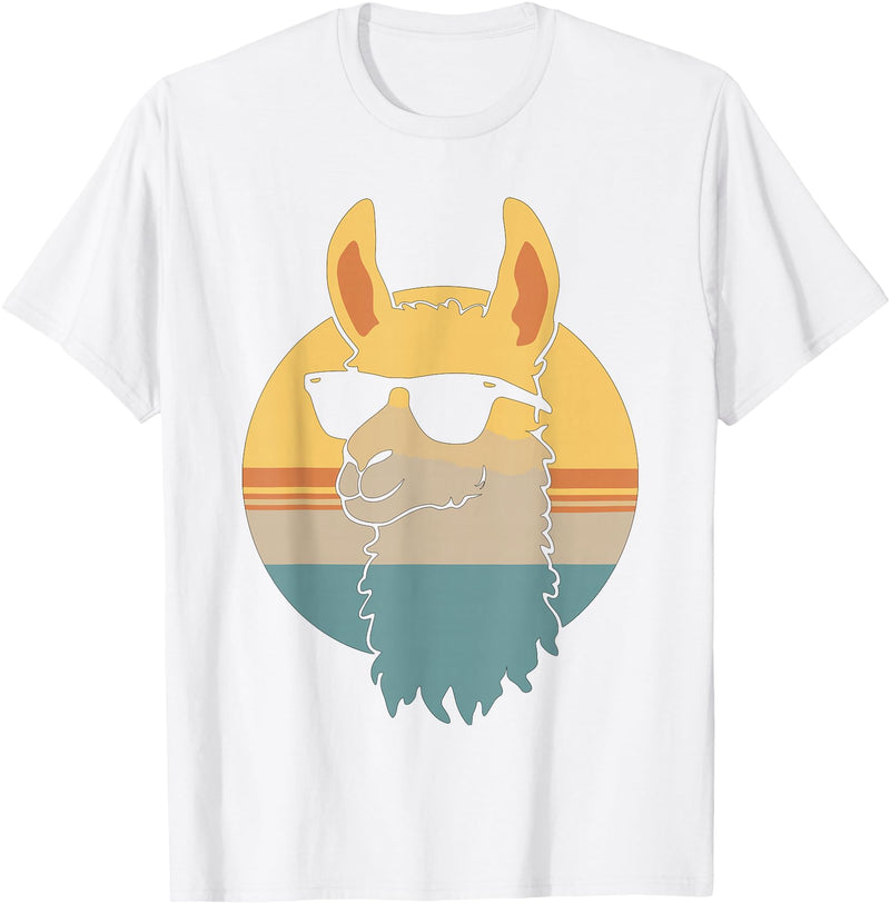Alpaca Funny Llama Lover Funny Llama Sunglasses T-Shirt - White
