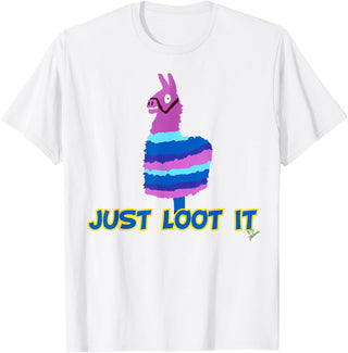 gamer shirts by jean olivier Funny llama outfit gamer outfit just loot it T-Shirt - White