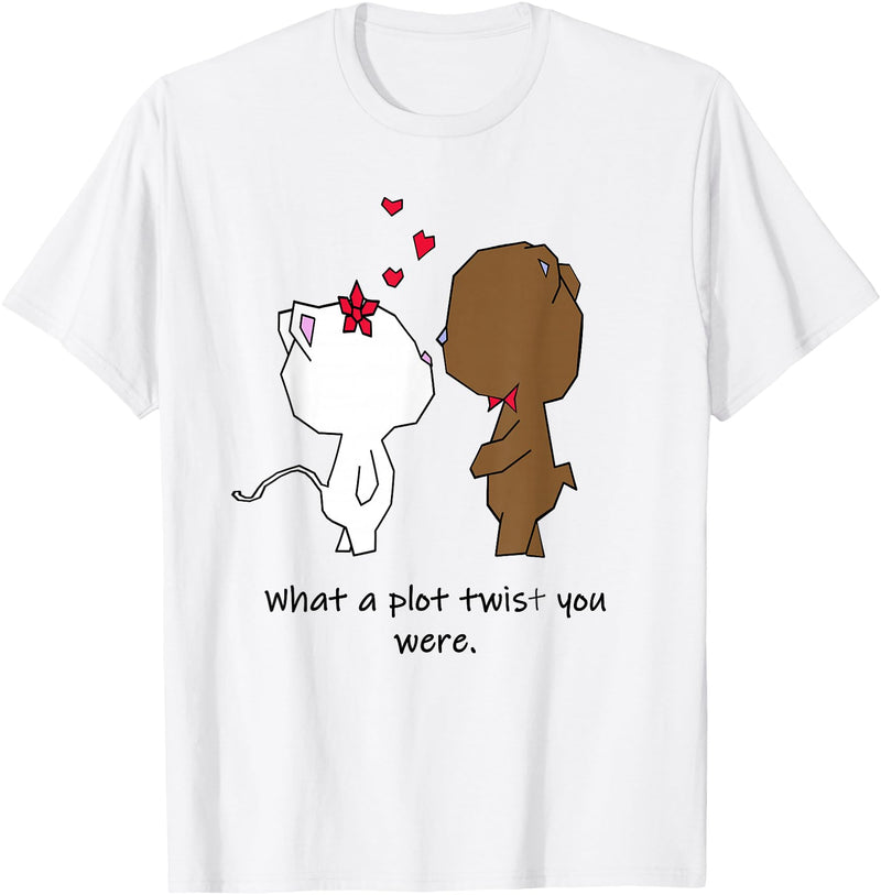 Valentinstag Geschenk - Love Animal Couple Love Animal Cat and Bear Couple - Valentine's Day Gift T-Shirt - White