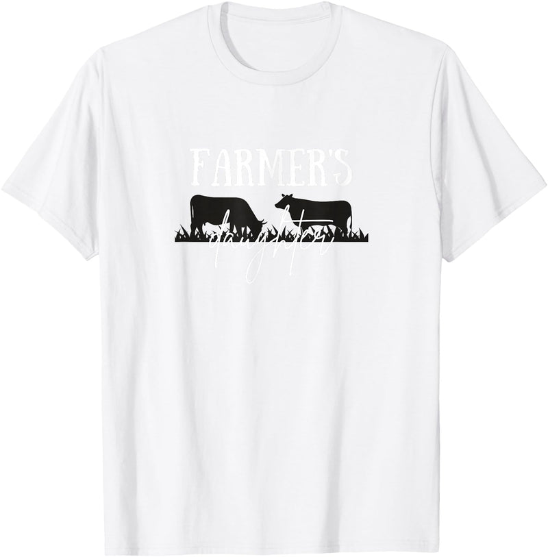 Wild Echo Designs Farmer's Daughter, Farm Life, Cattle Farm, Cute Cow T-Shirt - White