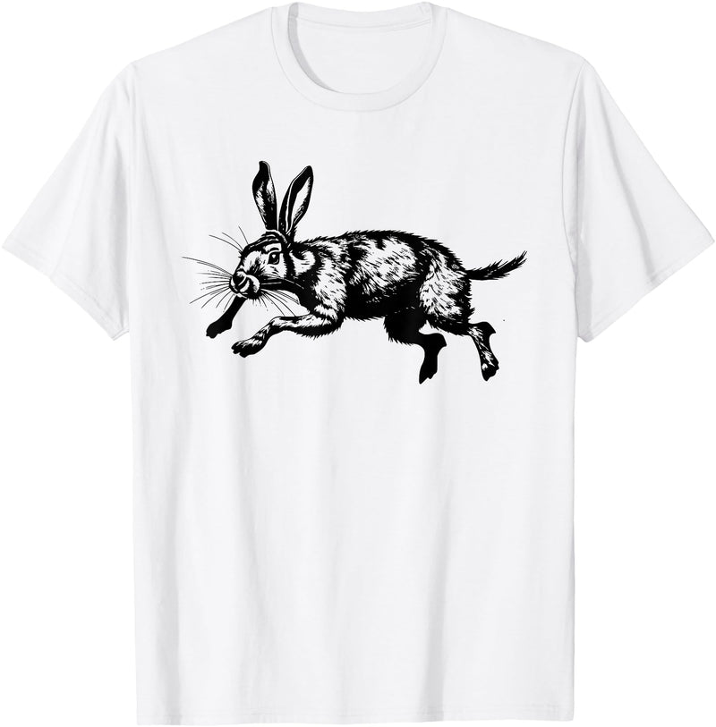 Jackrabbit Bunny Rabbit Hare Minimalist Animal Drawing T-Shirt in White