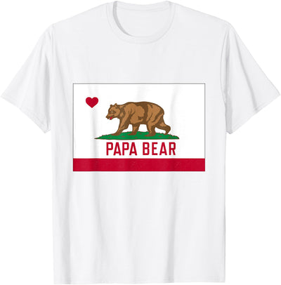 Papa Dad Bear California Flag T-Shirt